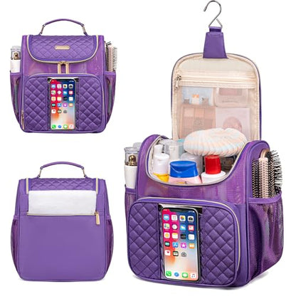 Otevan Large Toiletry Bag for Women Men,Quick Dry Hanging Toiletry Bag - color: Purple