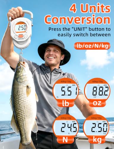 Fishing Scale 132lb/60kg Luggage Scale Digital Fish Scale with Backlit LCD Display, Fish Weight Scale Luggage Weight Scale Hanging Scale with 4 Units USB Cord, Fishing Accessories Fishing Gift - style: USB Rechargeable