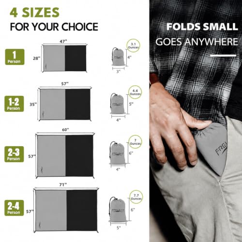 Frelaxy Pocket Picnic Blanket, Waterproof Blanket for Beach Festival - color: Grey, size: 57'' x 60''