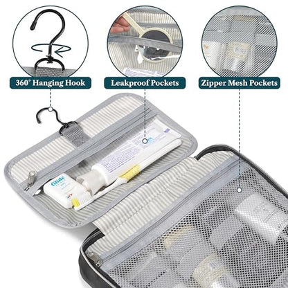 PAVILIA Hanging Toiletry Bag for Women Men Portable Makeup Organizer, Black - color: Black Gold