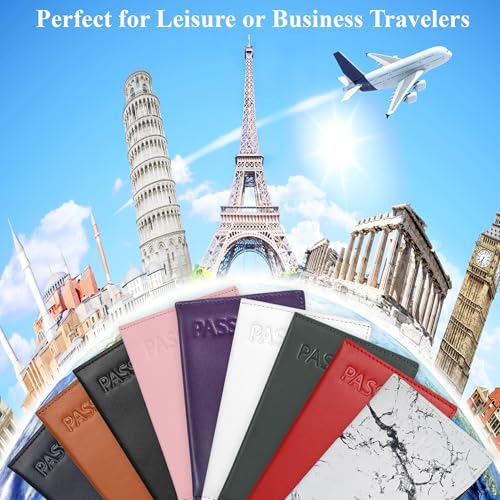 Alban RFID Passport Holder for Women & Men, Genuine Leather Passport Cover - color: Grey