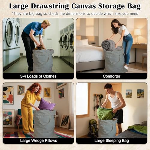 Canvas Laundry Bag 33"Wx 35"H, Extra Large Heavy Duty Hamper Liner, XL Grey - color: Grey, size: XL 33"W x 35"H┃1 Pack
