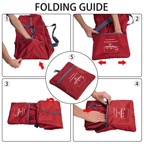 iFARADAY Foldable Duffel Bag Lightweight, 30 inch / 75L, Red - color: Red-75L(with shoulder strap)