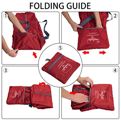 iFARADAY Foldable Duffel Bag Lightweight, 30 inch / 75L, Red - color: Red-75L(with shoulder strap)