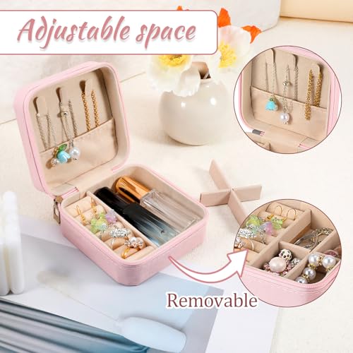 SHENLIU 12 Pcs Mini Pink Travel Jewelry Case Bridesmaid Proposal Gift Boxes - color: Pink