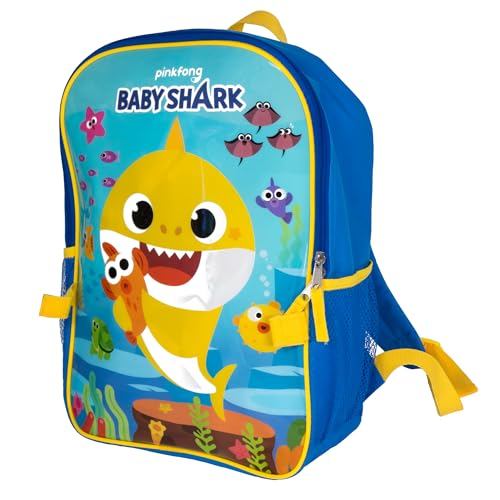 AI ACCESSORY INNOVATIONS Baby Shark 2 Piece Backpack Set, Boys & Girls 16" School Bag, Blue