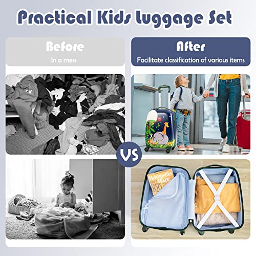 Olakids Kid Luggage Set, 12’’ Travel Backpack and 16’’ Carry on Suitcase with Wheels for Children Boys Girls, 2 Pcs Rolling Spinner Trolley Case Gift for Toddlers (Jungle) - style: Jungle