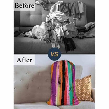 Swono Rainbow Colors Large Laundry Collapsible Laundry Bag Grunge Colorful Stripes Strokes Paint Splashes Foldable Laundry Hamper Bag - color: Rainbow Colors