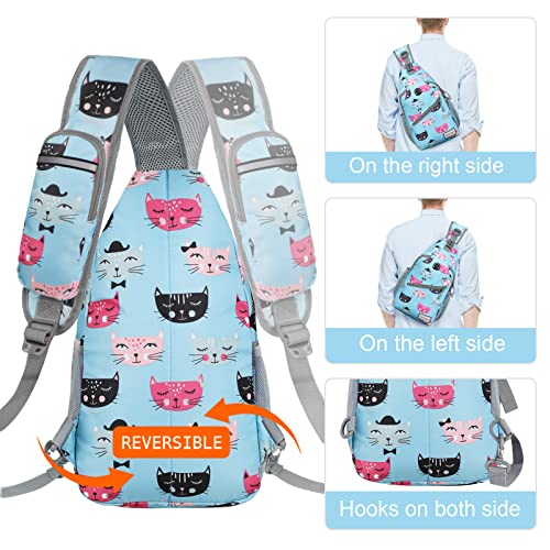 ZOMAKE Sling Bag,Small Crossbody Sling Backpack Shoulder Daypack for Travel - color: Cat Head, size: 8L