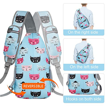 ZOMAKE Sling Bag,Small Crossbody Sling Backpack Shoulder Daypack for Travel - color: Cat Head, size: 8L