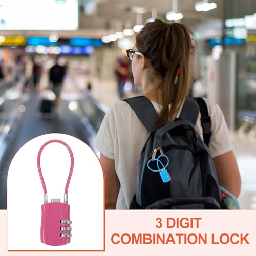 MECCANIXITY 2pcs Luggage Travel Lock 3 Digit Cable Combination Lock Rose - color: Rose, size: 5 Inch