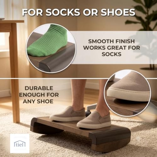 Tiel Ergonomic Wooden Foot Rest for Under Desk – Angled Leg Elevation Stool for Posture & Back Support on Hardwood & Carpet