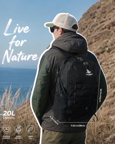 20L Hiking Backpack, Lightweight Travel Backpacks Women Men,Black - color: Black