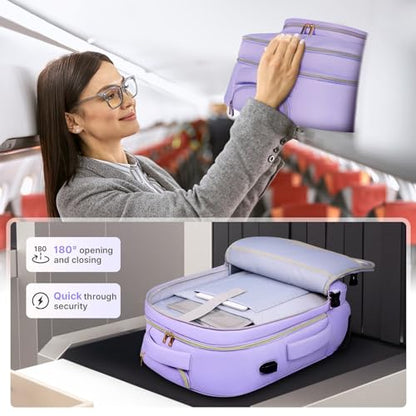 DEVPNR Rolling Backpack for Women, Travel Backpack with Wheels, TaroPurple - color: Taro Purple