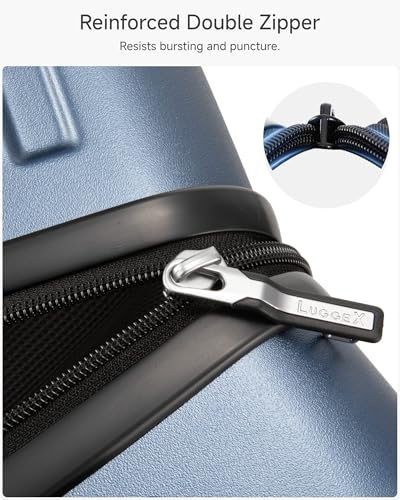 LUGGEX Large Checked Hard Shell Suitcase, Blue, 28" - color: Blue, size: Checked-Large 28-Inch
