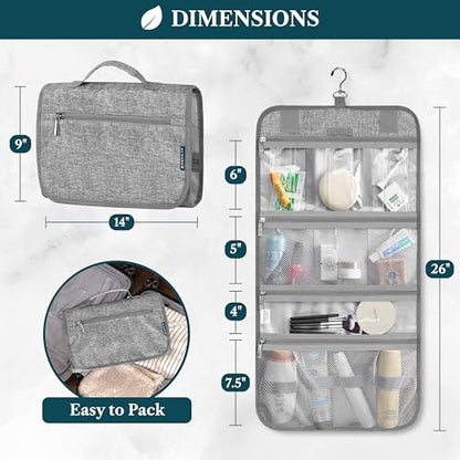 PAVILIA Hanging Toiletry Bag for Women Men Foldable Travel Organizer, Grey - color: Heather Grey