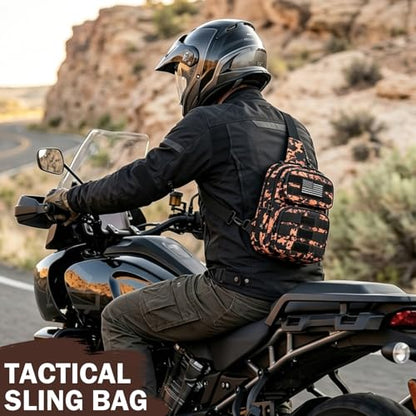 Tactical Sling Bag Backpack, RFID Blocking Crossbody Shoulder Bag for Men - color: Flame Orange