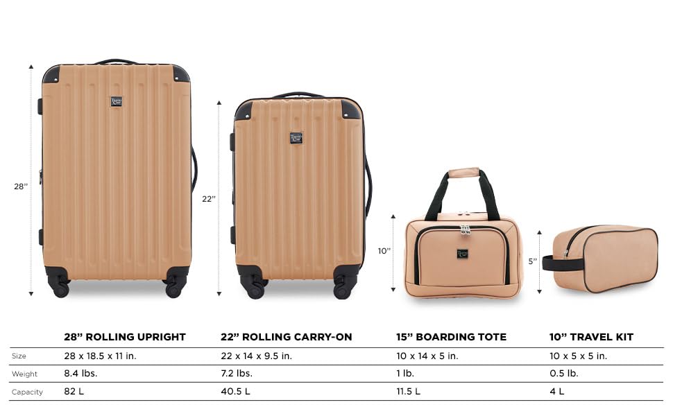 Travelers Club Midtown Hardside 4-Piece Luggage Travel Set, Tan - color: Tan