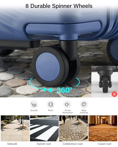 MILADA Expandable Checked Luggage 28 Inch, Hard Shell Large Suitcase - color: Interstellar Blue, size: Checked Large 28 inch