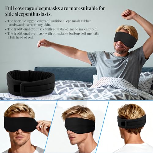 Cotton Sleep Eye Mask for Men and Women, 100% Blocking Light Sleeping Mask - color: Black
