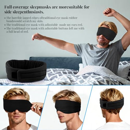 Cotton Sleep Eye Mask for Men and Women, 100% Blocking Light Sleeping Mask - color: Black