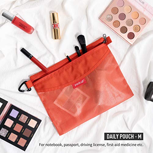 pack all Water-Resistant Zipper Pouch, Mesh Zipper Bag, 10.23"x7.48" - color: Orange, size: Medium