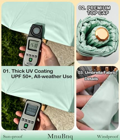 Sun Umbrella UV Protection Cute Windproof Walking Parasol for Women - color: Aqua-Liner-Maple