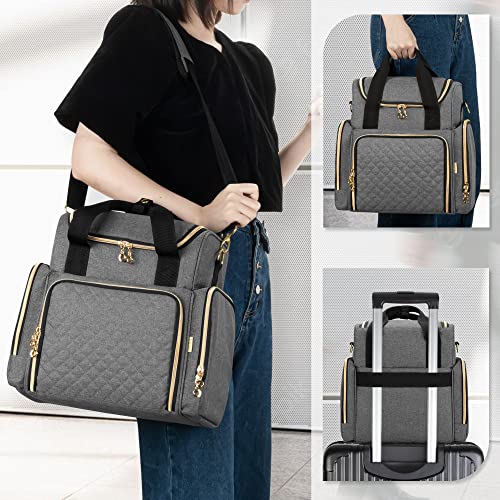 LUXJA Travel Makeup Bag with 2 Removable Makeup Cases, Gray - color: Gray