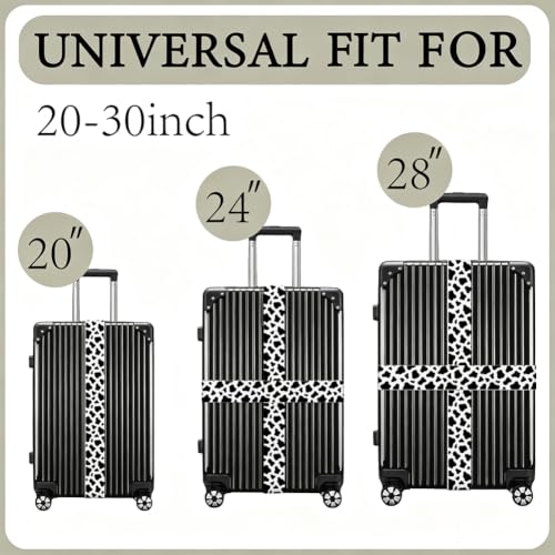 2Pcs Cow Print Luggage Straps for Suitcases 23.6-35.4 Inch - color: Cow Print