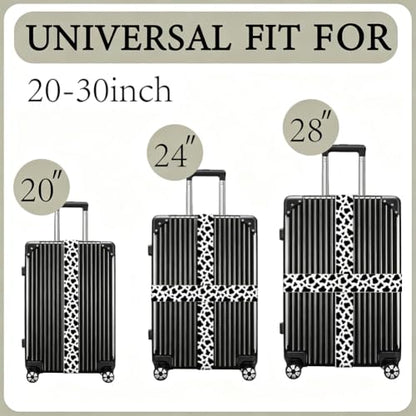 2Pcs Cow Print Luggage Straps for Suitcases 23.6-35.4 Inch - color: Cow Print
