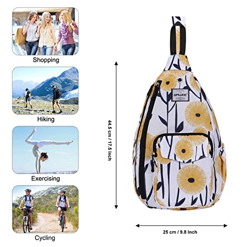 Backpack Sling for Women Anti-Water Crossbody Bag Inclined Adjustable Pack - color: Dandelion