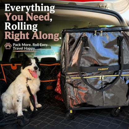 PASMAN Reusable Foldable Rolling Grocery Bag on 5 Wheels,Large,Navy Blue - color: Navy Blue, size: Large