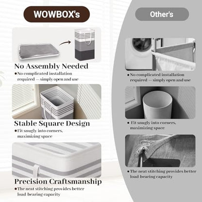 WOWBOX 2 Pack Laundry Baskets, Collapsible Dirty Clothes Laundry Hampers - color: Grey, size: 88L