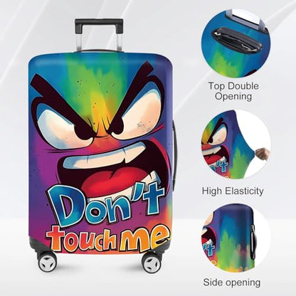 ANNA QUEEN Travel Luggage Cover Suitcase Protector Suitcase Cover Anti-Scratch,Stretchable Bag Cover Washable Durable Polyester - color: Angry - Don't touch me, size: L(fits 28-30Inch suitcase)