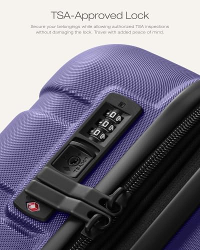 Coolife Luggage Set, 3 Piece Lightweight Durable Hardshell, Deep Purple - color: Deep Purple
