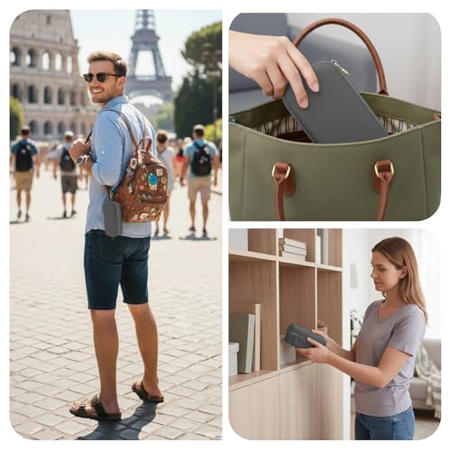 Double Eyeglasses Case, Hard Shell Glasses Case for Men Women - color: Grey