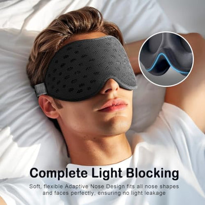 LitBear Breathable Sleep Mask, 3D Eye Mask Sleep for Side Sleepers Women Men - color: Black