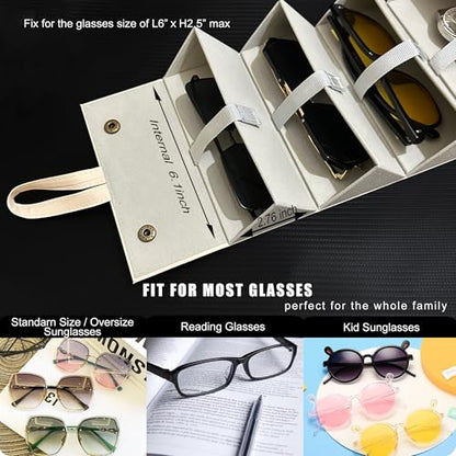 Longjet Sunglasses Organizer Travel Glasses Case Eyeglasses Storage Box - color: Beige