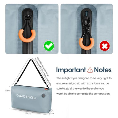 Compression Packing Cube with Electric Pump, Waterproof Travel Bag IP67 - size: Gray blue, 2Bag+Pump