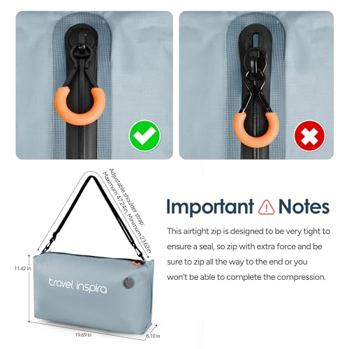 Compression Packing Cube with Electric Pump, Waterproof Travel Bag IP67 - size: Gray blue, 2Bag+Pump