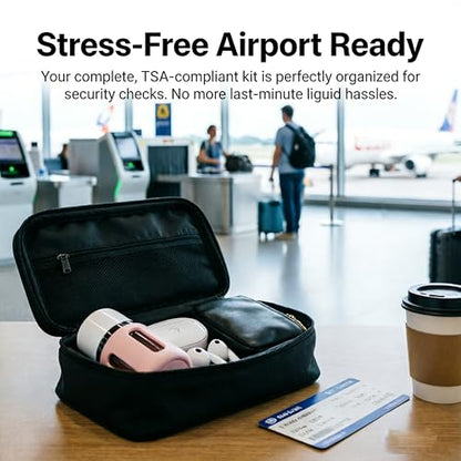 4-in-1 Refillable Cosmetic Containers, TSA Approved Travel Toiletry Kit - color: Pink