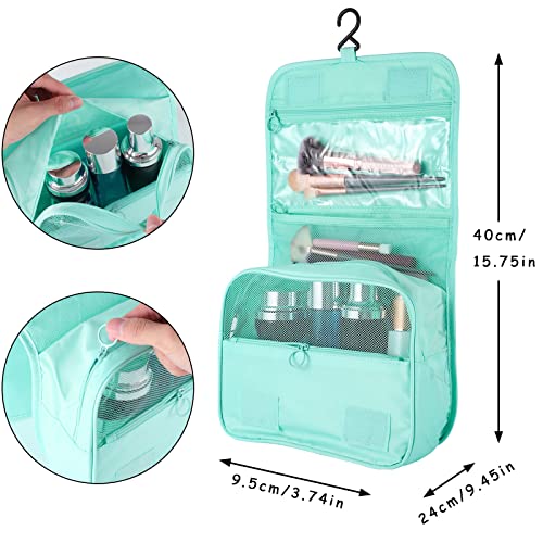Hanging Toiletry Bag for Women, Portable Mint Green Travel Summer Beach Bag - color: Turquoise
