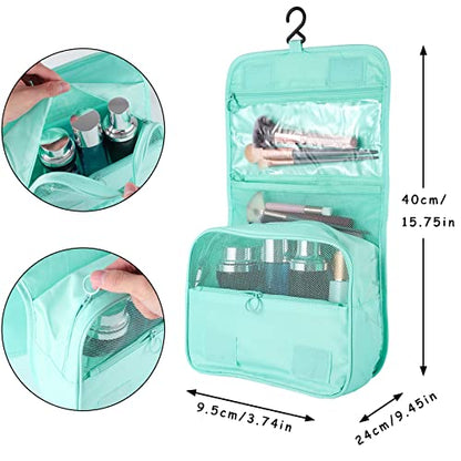 Hanging Toiletry Bag for Women, Portable Mint Green Travel Summer Beach Bag - color: Turquoise