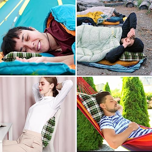 Outdoor Camping Pillow Lightweight, Compressible, Flannel Travel Pillow Cases, Washable Removable Pillow Cover Camping and Backpacking Green - color: Green