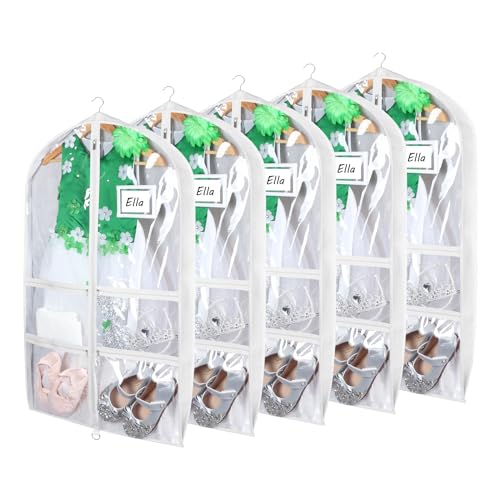Syeeiex 40 Inch Clear Dance Costume Garment Bag, White, 5 Pack - color: Clear White, size: 5 Pack