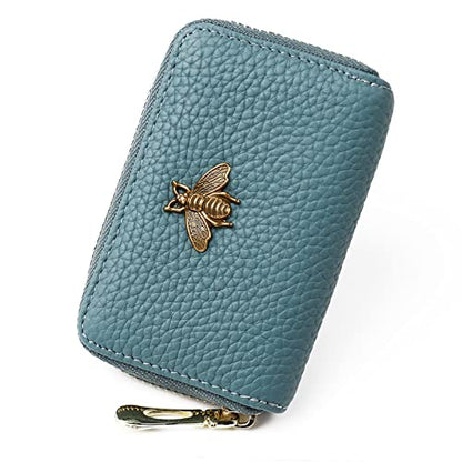 imeetu RFID Credit Card Holder, Small Card Wallet Women, Leather Card Case - color: Lite - Peacock Blue, size: Lite