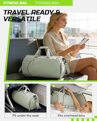 WISEPACK Gym Bag for Women with Shoe Compartment Travel Duffel Bag Green - color: I3-Grass Green