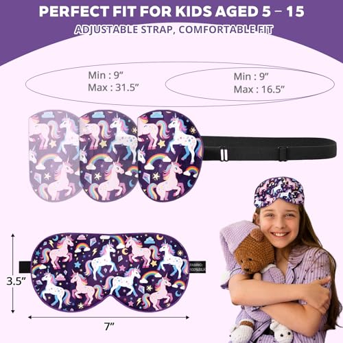 Kids Silk Sleep Mask, 100% Mulberry Silk Eye Mask with Adjustable Strap - color: Purple Horse Style