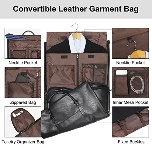 Garment Bags for Travel, 45L Carry-On Convertible Duffle with Strap - color: C-Black