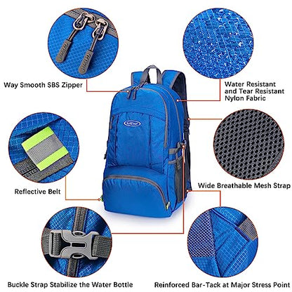 G4Free 40L Lightweight Packable Hiking Backpack, Waterproof Travel Daypack - color: Blue